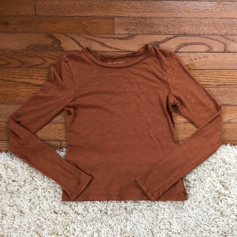 American Eagle Brown Long Sleeve Top